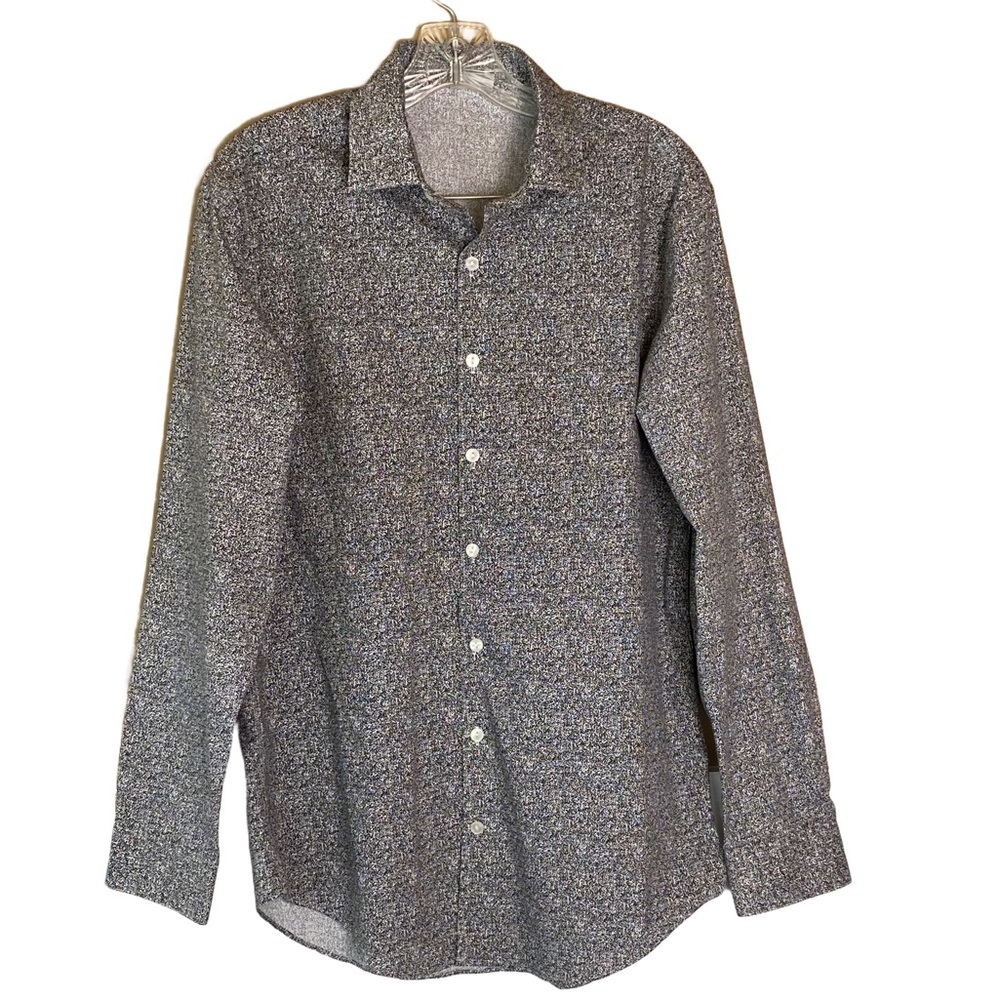 Reaction Kenneth Cole Slim Fit, 15 1/2, 32/33, M blue and white print shirt